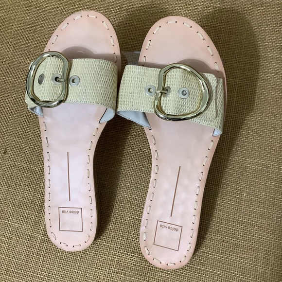 Dolce Vita Danna Natural Raffia flat Slip-on with buckle Sandals Size 11 (SH59) - Picture 1 of 7